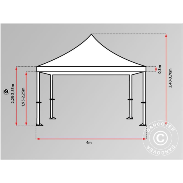 FleXtents PRO 4x4m "Peaked" inkl 4st sidor, Latte