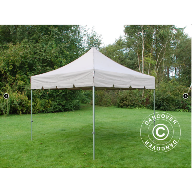 Flextents PRO 4x4m "Peaked" inkl. 4st dekorativa hrngardiner, Latte