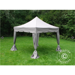 Flextents PRO 4x4m "Peaked" inkl. 4st dekorativa hrngardiner, Latte