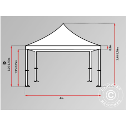 Flextents PRO 4x4m "Peaked" inkl. 4st dekorativa hrngardiner, Latte