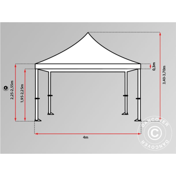 FleXtents PRO 4x4m "Vintage" inkl 4st sidor, Vit