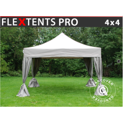 Flextents PRO 4x4m inkl. 4st dekorativa hrngardiner, Latte