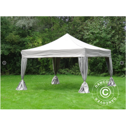 Flextents PRO 4x4m inkl. 4st dekorativa hrngardiner, Latte