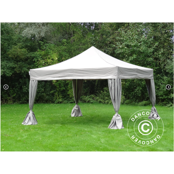 Flextents PRO 4x4m inkl. 4st dekorativa hrngardiner, Latte