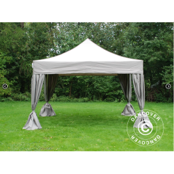 Flextents PRO 4x4m inkl. 4st dekorativa hrngardiner, Latte