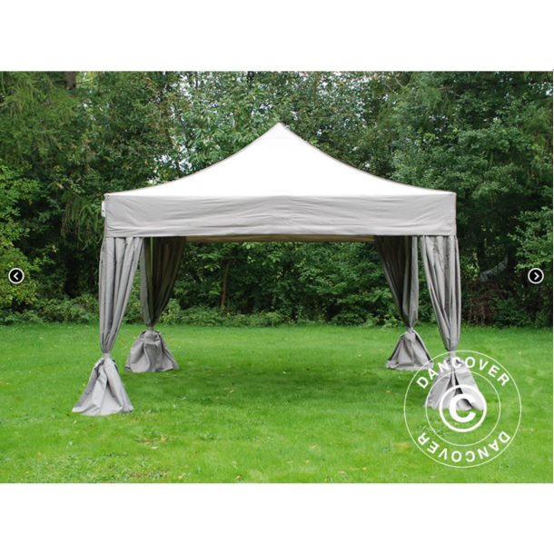 Flextents PRO 4x4m inkl. 4st dekorativa hrngardiner, Latte