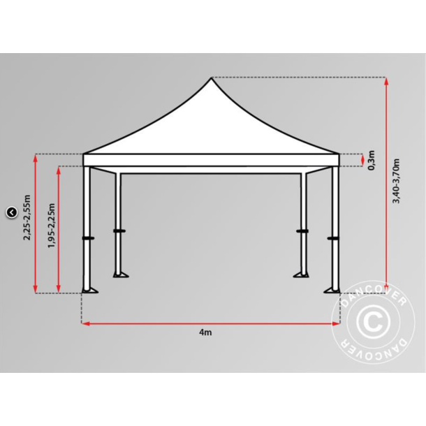 Flextents PRO 4x4m inkl. 4st dekorativa hrngardiner, Latte