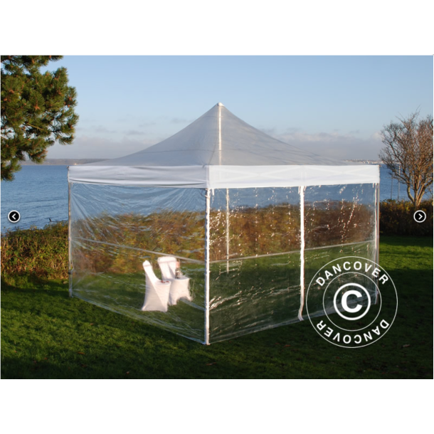 FleXtents PRO 4x4m PVC inkl 4st sidor, Transparent