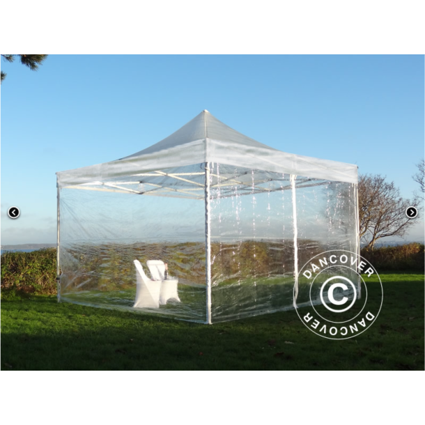 FleXtents PRO 4x4m PVC inkl 4st sidor, Transparent