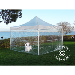 FleXtents PRO 4x4m PVC inkl 4st sidor, Transparent