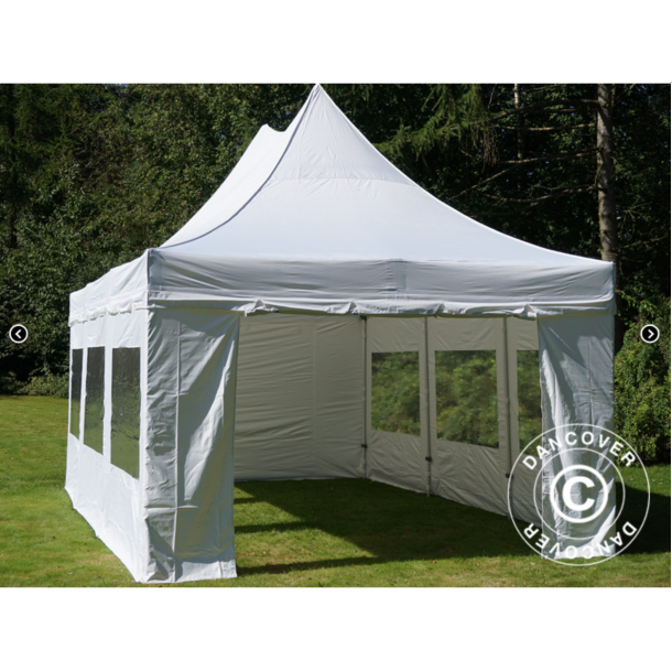FleXtents PRO 4x6m "Peak Pagoda" inkl 8st sidor, Vit