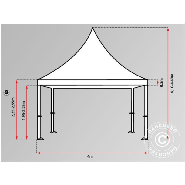 FleXtents PRO 4x6m "Peak Pagoda" inkl 8st sidor, Vit