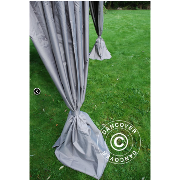 Flextents PRO 4x6m "Peaked" inkl. 8st dekorativa hrngardiner, Latte