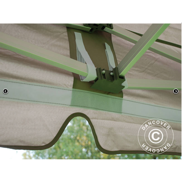 Flextents PRO 4x6m "Peaked" inkl. 8st dekorativa hrngardiner, Latte