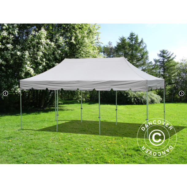 Flextents PRO 4x6m "Peaked" inkl. 8st dekorativa hrngardiner, Latte