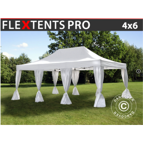 Flextents PRO 4x6m inkl. 8st dekorativa hrngardiner