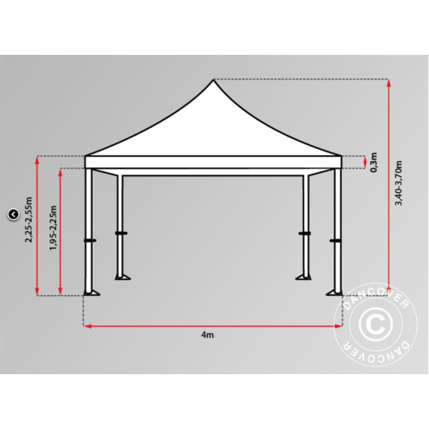 Flextents PRO 4x6m inkl. 8st dekorativa hrngardiner