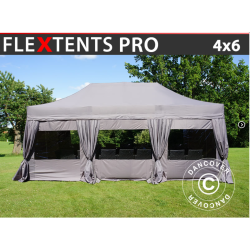 Flextents PRO 4x6m inkl. 8st sidor &amp; 8st dekorativa hrngardiner