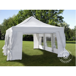 Flextents PRO 4x6m inkl. 8st sidor &amp; 8st dekorativa hrngardiner
