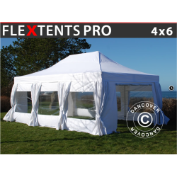 Flextents PRO 4x6m inkl. 8st sidor &amp; 8st dekorativa hrngardiner