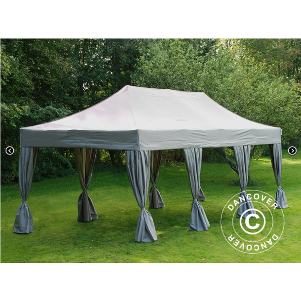 Flextents PRO 4x6m inkl. 8st sidor &amp; 8st dekorativa hrngardiner