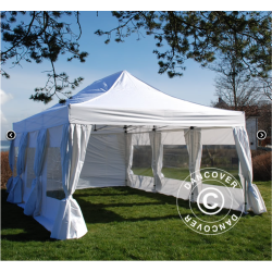 Flextents PRO 4x6m inkl. 8st sidor &amp; 8st dekorativa hrngardiner