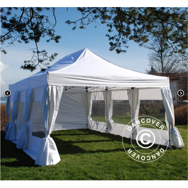 Flextents PRO 4x6m inkl. 8st sidor &amp; 8st dekorativa hrngardiner