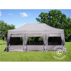Flextents PRO 4x6m inkl. 8st sidor &amp; 8st dekorativa hrngardiner