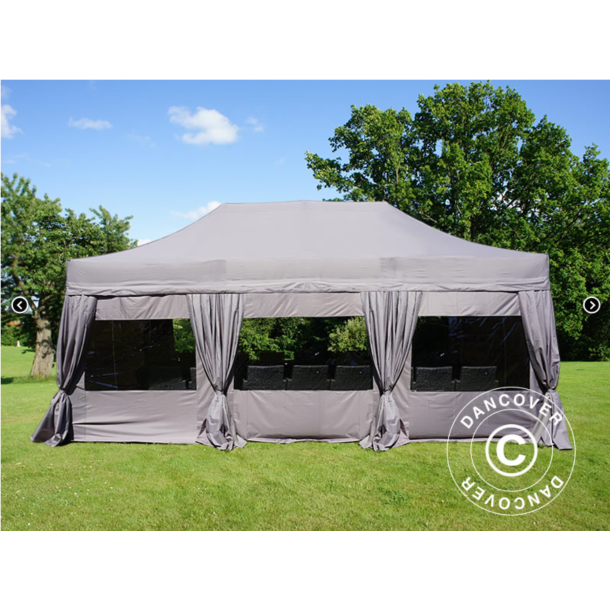 Flextents PRO 4x6m inkl. 8st sidor &amp; 8st dekorativa hrngardiner