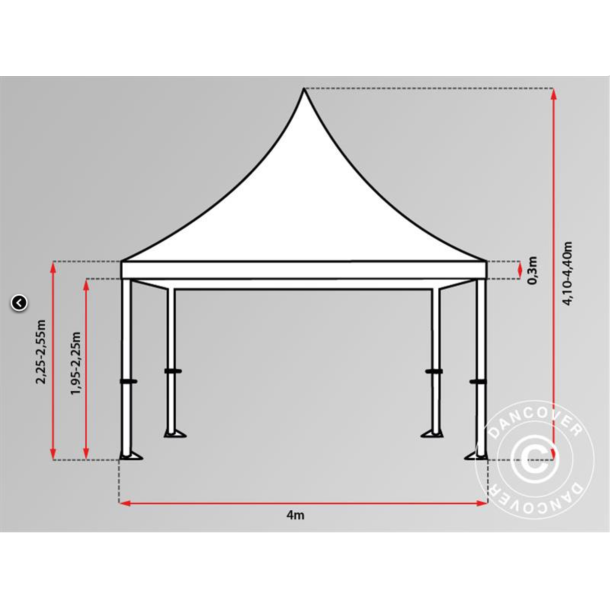 FleXtents PRO 4x8m "Peak Pagoda" Vit