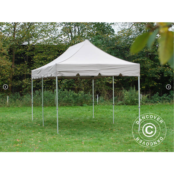 Ej Klar  FleXtents PRO 4x8m "Peaked" inkl 6st sidor, Latte