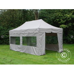 Ej Klar  FleXtents PRO 4x8m "Peaked" inkl 6st sidor, Latte