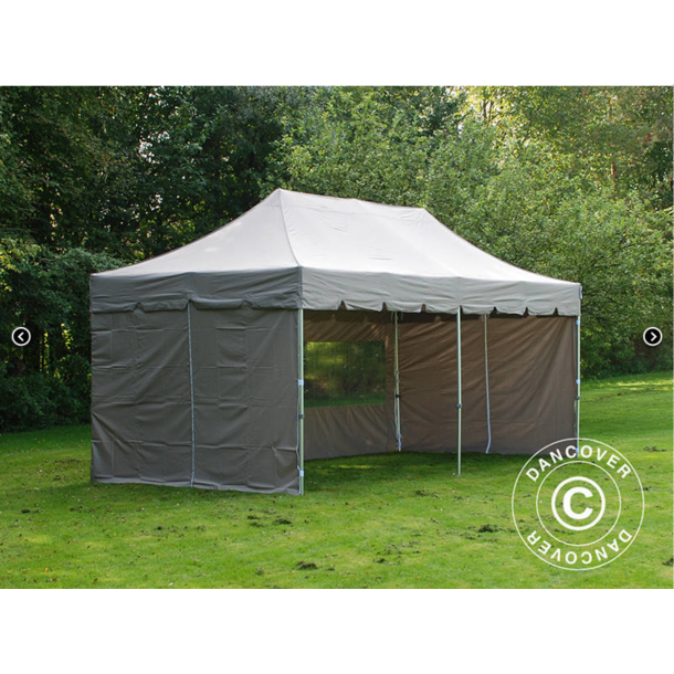 Ej Klar  FleXtents PRO 4x8m "Peaked" inkl 6st sidor, Latte