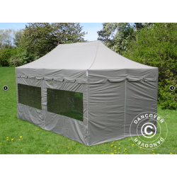 Ej Klar  FleXtents PRO 4x8m "Peaked" inkl 6st sidor, Latte