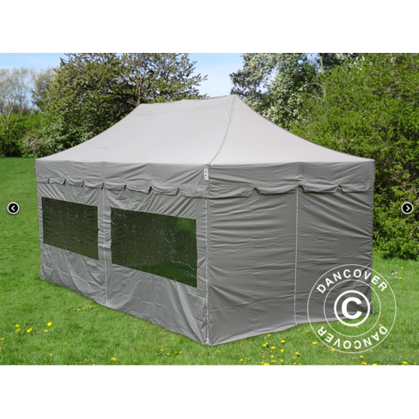 Ej Klar  FleXtents PRO 4x8m "Peaked" inkl 6st sidor, Latte