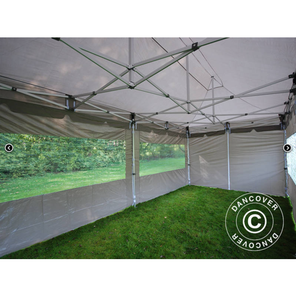 Ej Klar  FleXtents PRO 4x8m "Peaked" inkl 6st sidor, Latte