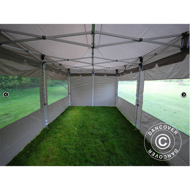 Ej Klar  FleXtents PRO 4x8m "Peaked" inkl 6st sidor, Latte