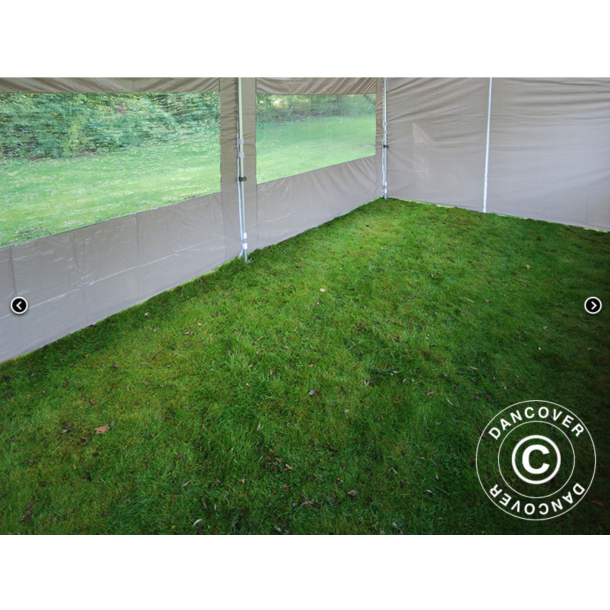 Ej Klar  FleXtents PRO 4x8m "Peaked" inkl 6st sidor, Latte