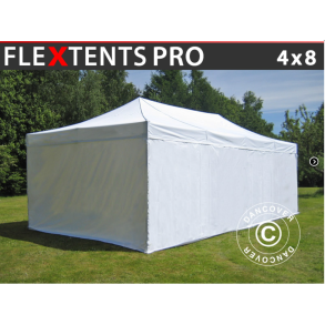Flextents PRO 4x8m inkl. 6st heltckta vggar, Vit