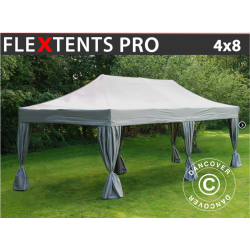 Flextents PRO 4x8m inkl. 6st dekorativa hrngardiner, Latte
