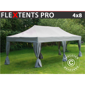Flextents PRO 4x8m inkl. 6st dekorativa hrngardiner, Latte