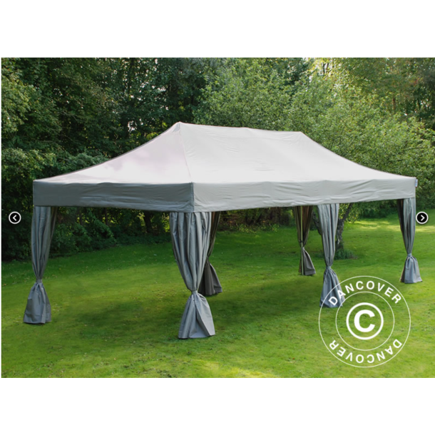 Flextents PRO 4x8m inkl. 6st dekorativa hrngardiner, Latte