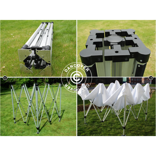 Flextents PRO 4x8m inkl. 6st sidor &amp; 6st dekorativa hrngardiner, Latte