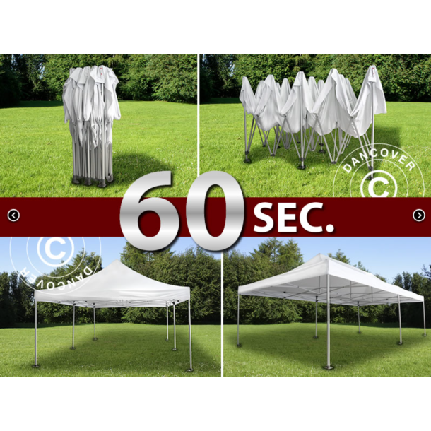 Flextents PRO 4x8m inkl. 6st sidor &amp; 6st dekorativa hrngardiner, Latte