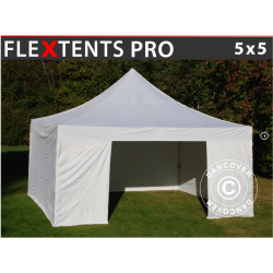 Flextents PRO 5x5m inkl 4st sidovggar, Vit