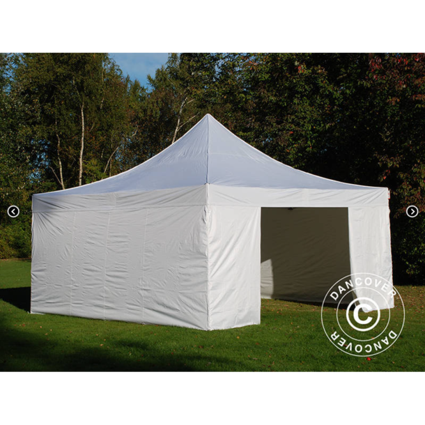 Flextents PRO 5x5m inkl 4st sidovggar, Vit