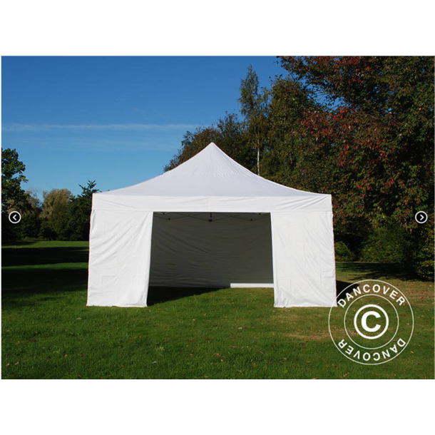 Flextents PRO 5x5m inkl 4st sidovggar, Vit