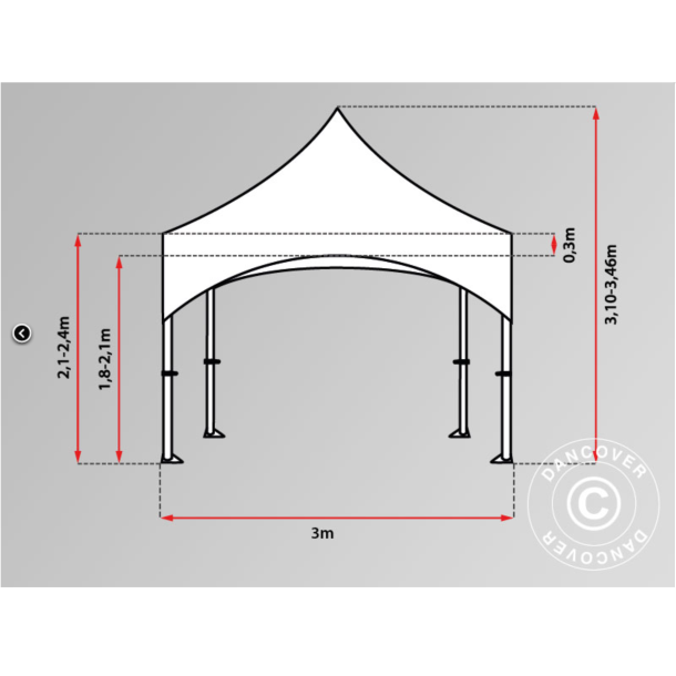 FleXtents PRO Steel 3x3m "Arched" Vit