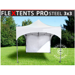 FleXtents PRO Steel 3x3m "Arched" inkl 4st sidor, Vit