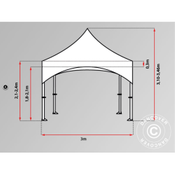 FleXtents PRO Steel 3x3m "Arched" inkl 4st sidor, Vit